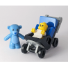 Blue Pram with Baby and Teddy