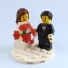 Bride & Groom Minifigure Set with Red Bouquet