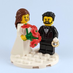 Bride, & Groom with Beard Minifigure Set with Red Bouquet