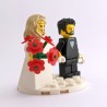 Blonde Bride, & Groom with Beard Minifigure Set with Red Bouquet