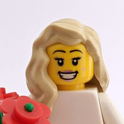 Blonde Bride, & Groom with Beard Minifigure Set with Red Bouquet