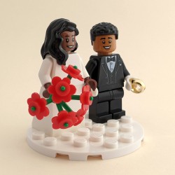 Black Bride & Groom Minifigure Set with Red Bouquet