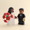 Black Bride & Groom Minifigure Set with Red Bouquet