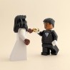 Black Bride & Groom Minifigure Set with Red Bouquet