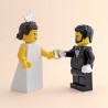 Bride with Tiara, & Groom with Beard Minifigure Set with Red Bouquet