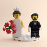 Bride with Tiara, & Groom with Beard Minifigure Set with Red Bouquet