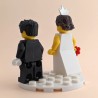 Bride with Tiara, & Groom with Beard Minifigure Set with Red Bouquet