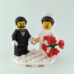 Groom Minifigure Set with Red Bouquet