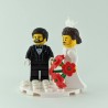 Groom Minifigure Set with Red Bouquet