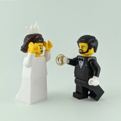 Groom Minifigure Set with Red Bouquet