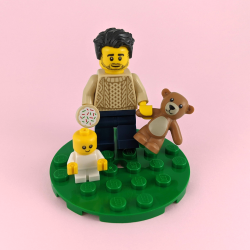 Lego Baby, and Dad with Cosy Jumper + Teddy, Sugar Cookie and Base