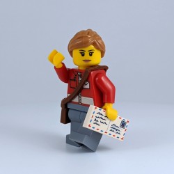 Lego Postwoman Minifigure with Letter and Mail Bag