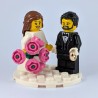 Bride, & Groom with Beard Minifigure Set with Pink Bouquet