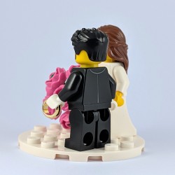 Bride, & Groom with Beard Minifigure Set with Pink Bouquet