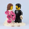 Bride, & Groom with Beard Minifigure Set with Pink Bouquet