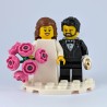 Bride, & Groom with Beard Minifigure Set with Pink Bouquet